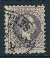 1867 25kr rendkívül sötét árnyalat, durva nyomat, Gudlinban nem szereplő ritka bélyegzéssel 'K. (K.) POST-K(ASSE) IN SEMLI(N)'