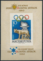 1960 Olimpia (I.) - Róma, Téli olimpia (I.) - Squaw Valley vágott blokk (10.000)
