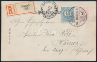 1898 Ajánlott képes levelezőlap 'LOSONCZ' bélyegzéssel, a Prága melletti 'DORRICHOWITZ'-ba. Ebben a formában rendkívül ritka, RRRR!