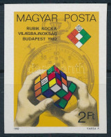 1982 Rubik-kocka világbajnokság vágott bélyeg