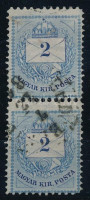 1881 2kr vízjeles pár 11 1/2 : 13 vegyes fogazással. Igen ritka darab, RRR!