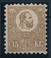 1871 Kőnyomat 15kr eredeti, javított gumival (*300.000)
