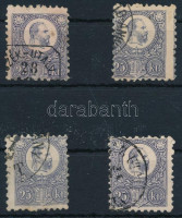1871 4 db Réznyomat 25kr klf irányú elfogazásokkal