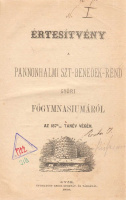 [ISKOLAI ÉRTESÍTŐK]  ◆  Értesítvény a pannonhalmi szt-benedek-rend győri főgymnasiumáról az 1875/6, 1876/7, 1877/8 és 1878/9. tanév végén.