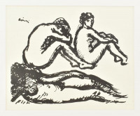Rippl-Rónai József (1861-1927): Aktok. Cinkográfia, papír, jelzett a cinkográfián, paszpartuban, 21×25 cm