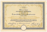 Székelyhid 1941. 'Érmelléki Takarékpénztár Székelyhidon' részvénye 50P-ről szárazpecséttel, szelvényutalvánnyal T:AU
