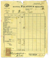 Hotel Palatinus szálloda számlája