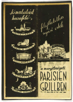 Margitszigeti Parisien Grill, reklám nyomtatvány