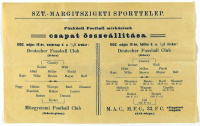Szt. Margitszigeti Sporttelep pünkösdi futballmérkőzésének csapat össze állítás ismertetője