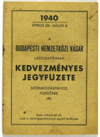1940. A Budapesti Nemzetközi Vásár látogatóinak 24 oldalas kedvezményes jegyfüzet