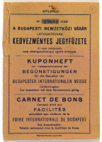 1931. A Budapesti Nemzetközi Vásár látogatóinak 12 oldalas kedvezményes jegyfüzet