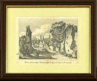 Metszet - Mária-egyház romjai a Margitszigeten Buda és Pest közt a 19. században.