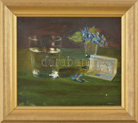Kerekes József (1892-1938): Csendélet. Olaj, vászon, jelezve jobbra lent. Dekoratív fakeretben, 18×20 cm
