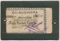 1901 Kézdi-Kovács László (1864-1942) festőművész, műkritikus fényképes Ős-Budavárba szóló bérlet-jegye, a felületén törésnyommal, 12x8 cm