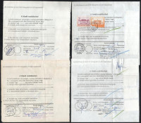 32 db szállítójegyzék az 1980-as évekből magas bérmentesítésekkel, 50Ft és 100Ft bélyegekkel