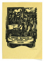 Balla László (1906-?), ex libris grafika, „Örömmel értesítjük... Balláék”, 1942