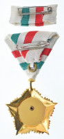 1984. 'Április Negyedike Érdemrend' aranyozott, zománcozott bronz kitüntetés mellszalaggal, szalagsávon miniatűrrel, tok nélkül T:AU1984. 'Order of Merit of April Fourth' with ribbon, miniature and miniature ribbon, without case