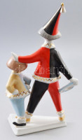 Hollóházi bohócpár. Jelzett, hibátlan, m: 21,5 cm