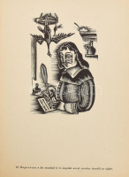 Molnár C. Pál: Cyrano de Bergerac. Magyar Grafikusok Könyvei. V. Bp., [1944], Szépmíves Műhely,(Kiss János-ny.), 2 sztl. lev. + 1+29 (fametszetek) t. Kiadói papírmappában, javított gerinccel, kopott, foltos borítóval, a számozatlan