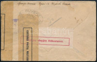 1918 Ajánlott levél 50f bérmentesítéssel 'BUDAPEST' - Spanyolország, többszörös cenzúrával