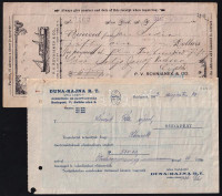 cca 1900-1940 Dunai hajó fuvarlevelek, elismervények DDSG, Duna-Rajna Rt. 5 db