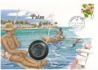 Amerikai Egyesült Államok / Palau 1987. 25c felbélyegzett borítékban, bélyegzéssel, német nyelvű leírással T:AU USA / Palau 1987. 25 Cents in envelope with stamp and cancellation, with German description C:AU