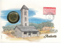 Andorra 1983. 1D felbélyegzett borítékban, bélyegzéssel, német nyelvű leírással T:UNC Andorra 1983. 1 Diner in envelope with stamp and cancellation, with German description C:UNC