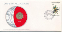 Bhután 1974. 20c 'Nemzetek pénzérméi' felbélyegzett borítékban, bélyegzéssel T:AUBhutan 1974. 20 Chetrums 'Coins of all Nations' in envelope with stamp and cancellation C:AU