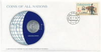 Csehszlovákia 1974. 2K Cu-Ni 'Nemzetek pénzérméi' felbélyegzett borítékban, bélyegzéssel T:UNC Czechoslovakia 1974. 2 Koruny Cu-Ni 'Coins of all Nations' in envelope with stamp and cancellation C:UNC
