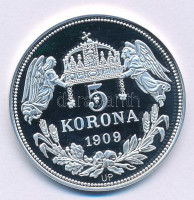 DN 'Királyi koronák - Ferenc József 1909. 5K' Ag emlékérem tanúsítvánnyal (20g/0.999/38,61mm) T:PP