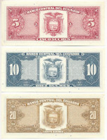 Ecuador 1988. 5S-20S (3xklf) T:UNC,AUEcuador 1988. 5 Sucres - 20 Sucres (3xdiff) C:UNC,AU