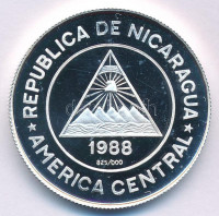Nicaragua 1988. 50C Ag 'Téli Olimpia 1988 Calgary' T:PP karcNicaragua 1988. 50 Cordobas Ag 'Winter Olympics 1988 Calgary' C:PP scratchKrause KM#61
