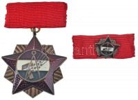 ~1970. 'Szakszervezetek Országos Tanácsa' műgyantás bronz fokozatának kitüntetése szalaggal, szalagsávon miniatűrrel T:XF