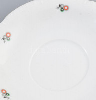 Epiag Czechoslovakia porcelán csésze és alj. Részben kézzel festett, jelzett, kis kopottsággal, d: 9,5 - 14 cm