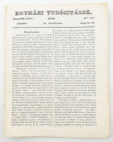 1841 Egyházi Tudósítások, Második félév 9-dik szám, 1841. aug. 29. Szerk. és kiadja: Szaniszló Ferenc. Pest, Trattner-Károlyi-ny., (4) p.
