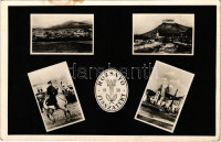 1939 Rozsnyó, Roznava; 'Rozsnyó visszatért 1938' bevon1939 ulás, Horthy Miklós kormányzó fehér lovon, Rákóczi őrtorony irredenta felirattal és magyar címerrel, Krasznahorka vára, Fő tér. Fuchs József kiadása / entry of the