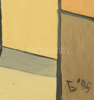 B '95 jelzéssel: Enteriőr. Olaj, vászon. Apró benyomódással. 50x60 cm