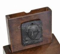 Antik cigarettaadagoló, fa, m: 18 cm
