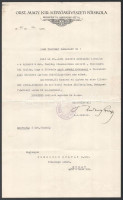 1940 Ortutay Gyula (1910-1978) néprajzkutató, politikus aláírása a Képzőművészeti Főiskola levélpapírján