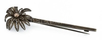 Ezüst (Ag) filigrán bross, jelzett, sérült, h: 9 cm, nettó: 9,5 g