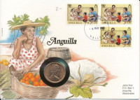 Nagy-Britannia 1981. 25p bronz 'II. Erzsébet', felbélyegzett 'Anguilla' borítékban, bélyegzéssel T:UNC Anguilla 1981. 25 Pence bronze 'Elizabeth II' in 'Anguilla' envelope with stamp and cancellation C:UNC