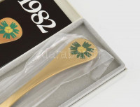 1982 Ezüst (Ag) Georg Jensen dán dísz villa , jelzett, h: 14 cm, nettó: 40, g Aranyozott, hibátlan díszdobozban, leírással