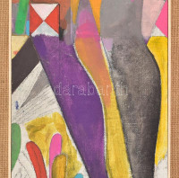 Jelzés nélkül: Avantgard világ. Vegyes technika, fára kasírozott vászon, fakeretben, 40,5x18,5cm