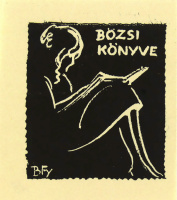 Balázsfy Rezső (1885-1973), ex libris, „Bözsi könyve”, 10,6x9,5 cm.