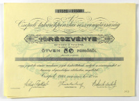 Csepeli Takarékpénztár Rt., 10 törzsrészvény, egyenként öt pengőről, Csepel, 1941. március 12.