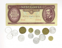 Magyarország: 15 darab: 100 forint 1992, 14 darab vegyes aprópénz
